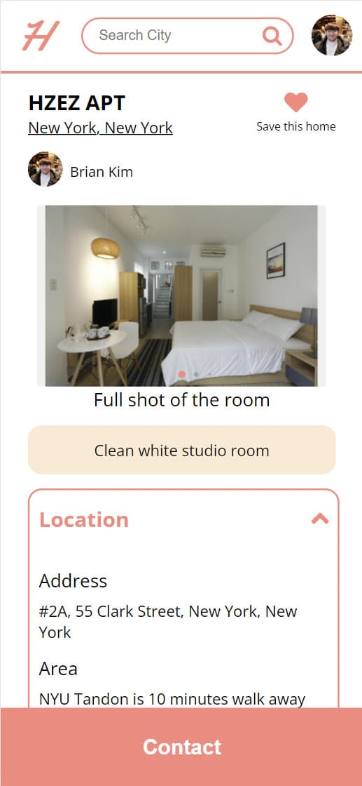 A HostFam home page with its details
