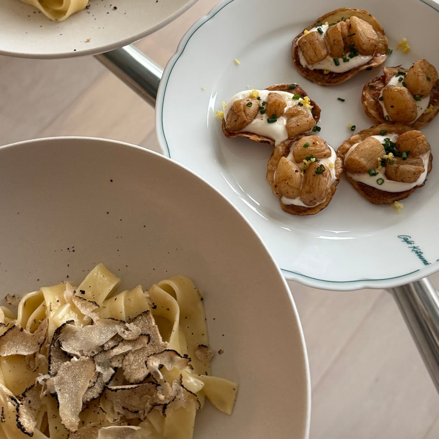 Truffle pasta and scallops, cooked by Brian